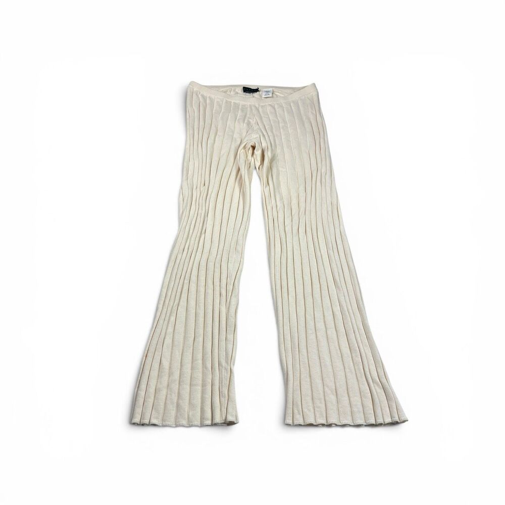 Hatch Keira Cotton Pants Ivory Ribbed Knit Lounge Pull On Comfort Maternity XL